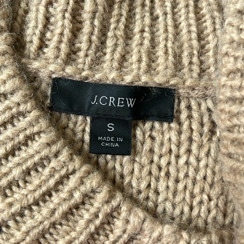 J CREW Cabled Aran Neutral Sweater Bobbles Alpaca Wool Blend Cozy Popcorn Soft S